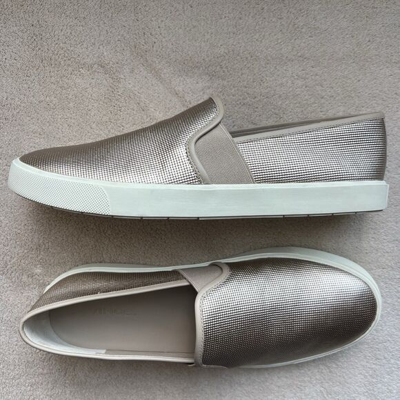 Vince Preston Gold Metallic Leather Slip On Sneaker Flat Comfort Shoe EU 38 US 8 - Picture 16 of 16